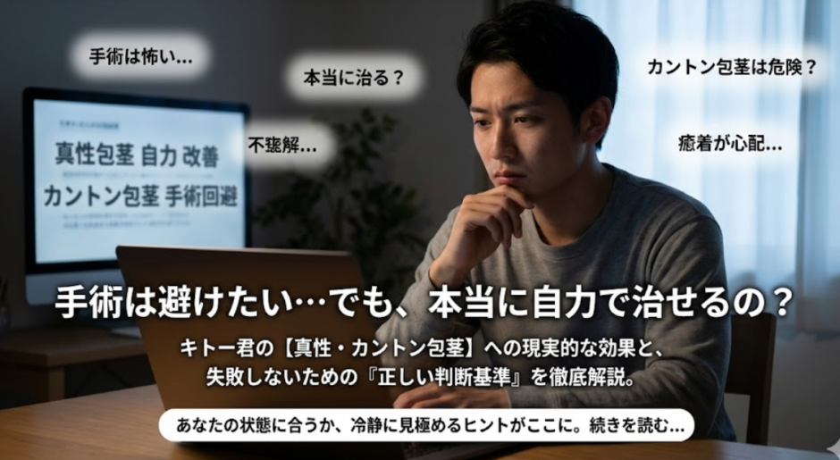 キトー君を使えば真性包茎もカントン包茎も手術不要？包皮輪狭窄や癒着も検証徹底解説